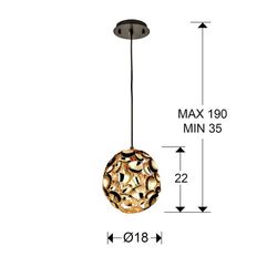 Narisa Rose Gold Rose Gold Plated Metal Ceiling Lamp, Ø18x22cm