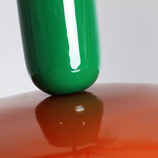 Lámpara de techo de metal en naranja y verde, 38 x 38 x 39 cm | Falhia