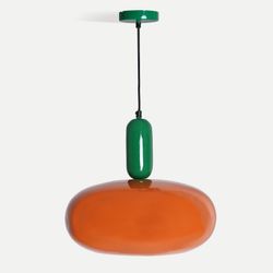 Lámpara de techo de metal en naranja y verde, 38 x 38 x 39 cm | Falhia