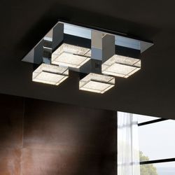 Srebrna metalowa lampa sufitowa, 12x32x32 cm