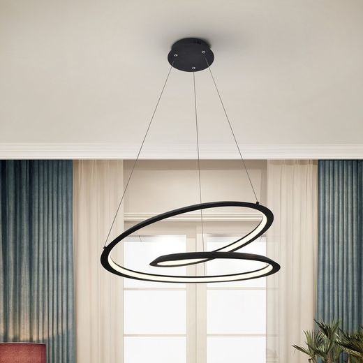 Plafonnier Looping en Métal Noir, Ø60x20cm