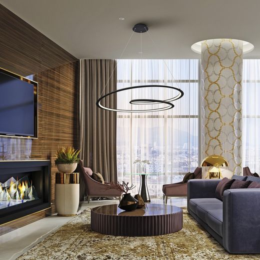 Looping Metal Ceiling Lamp Black, Ø97x25cm