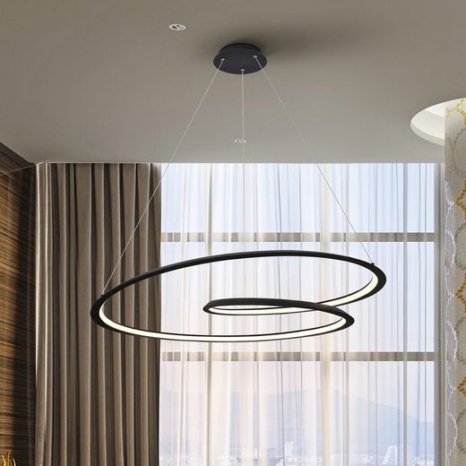 Looping Metal Ceiling Lamp Black, Ø97x25cm