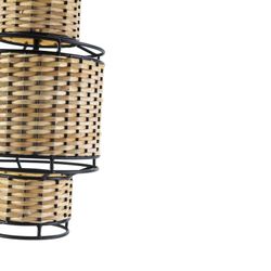 Taklampa i svartmetall och naturrotting, 38x38x62 cm