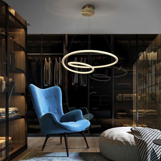 Metal Tube Gold Ceiling Lamp, Ø60x15cm