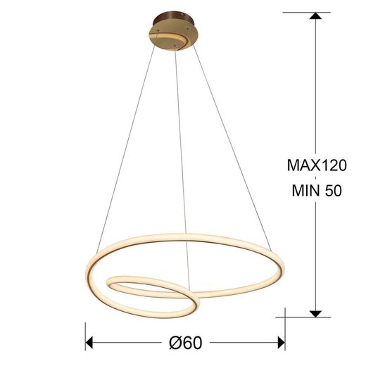 Metal Tube Gold Ceiling Lamp, Ø60x15cm