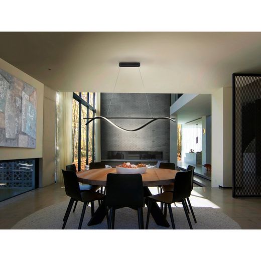 Candeeiro de tecto em metal e alumínio preto, 150 x 23 x 23 cm | Boa