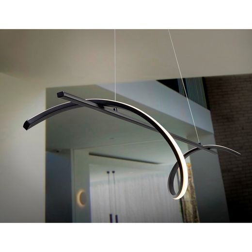 Candeeiro de tecto em metal e alumínio preto, 150 x 23 x 23 cm | Boa