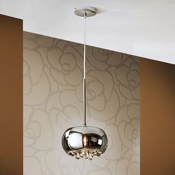 Plafonnier Argos en Verre Miroir et Métal, Ø22x41cm