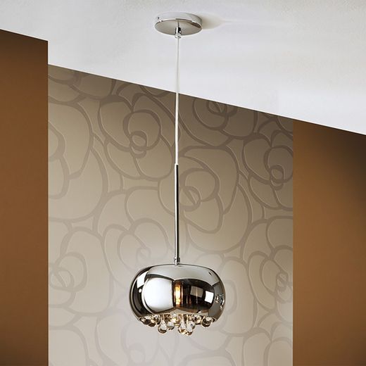 Plafonnier Argos en Verre Miroir et Métal, Ø22x41cm