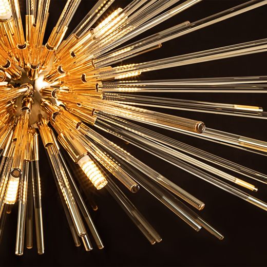 Metalowo-szklana lampa sufitowa Golden Evasion, Ø100x42cm