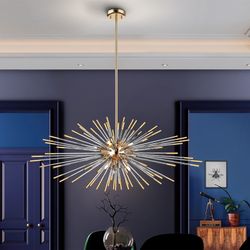 Metalowo-szklana lampa sufitowa Golden Evasion, Ø100x42cm