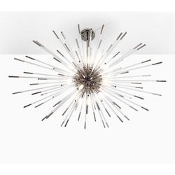 Silver Evasion Glass and Metal Ceiling Lamp, Ø100x42cm