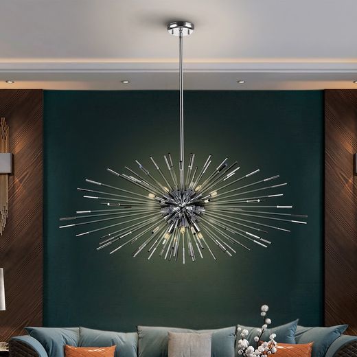 Silver Evasion Glass and Metal Ceiling Lamp, Ø100x42cm