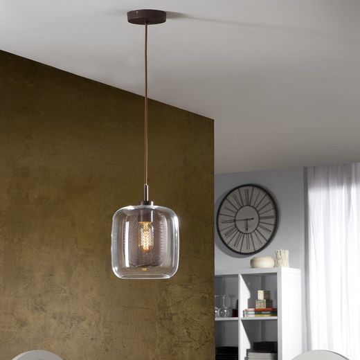 Metalowo-kryształowa lampa sufitowa Fox Brown, Ø20x29cm