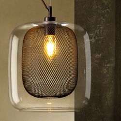 Metal and Glass Ceiling Lamp Brown Fox, Ø30x180cm