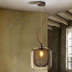 Metal and Glass Ceiling Lamp Brown Fox, Ø30x180cm