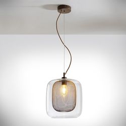 Metal and Glass Ceiling Lamp Brown Fox, Ø30x180cm