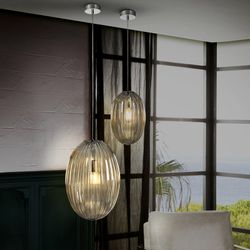 Metal and Glass Ceiling Lamp Ovila Champagne, Ø20x31cm