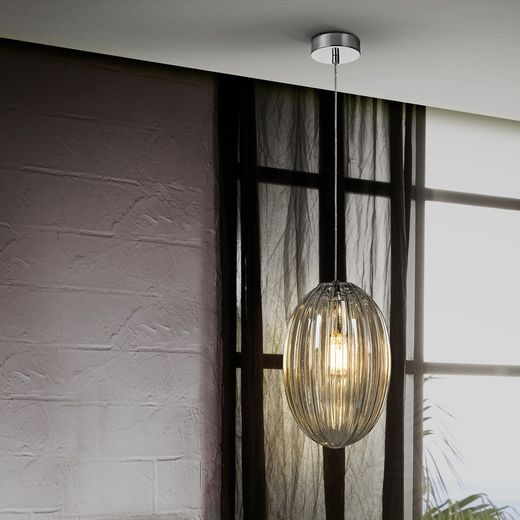 Plafonnier en métal et verre Ovila Champagne, Ø20x31cm