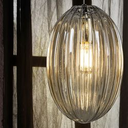 Plafonnier en métal et verre Ovila Champagne, Ø20x31cm