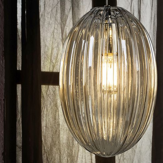 Plafonnier en métal et verre Ovila Champagne, Ø20x31cm