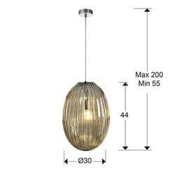 Plafonnier Ovila Champagne en métal et verre, Ø30x45cm