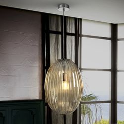 Plafonnier Ovila Champagne en métal et verre, Ø30x45cm