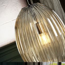 Plafonnier Ovila Champagne en métal et verre, Ø30x45cm