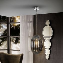 Metalowo-szklana lampa sufitowa Ovila Smoky, Ø20x31cm