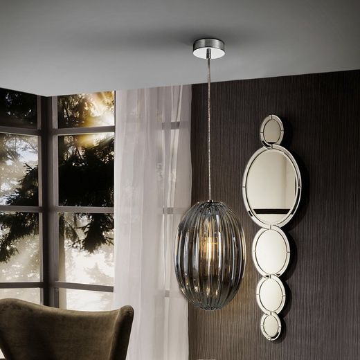 Metalowo-szklana lampa sufitowa Ovila Smoky, Ø20x31cm