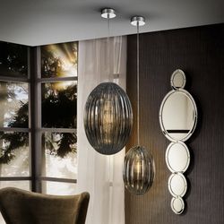 Ovila Rauchige Deckenlampe aus Glas und Metall, Ø30x45cm