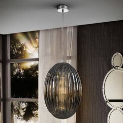 Ovila Rauchige Deckenlampe aus Glas und Metall, Ø30x45cm