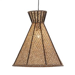 Metal and Black/Beige Rattan Ceiling Lamp, Ø42x43cm