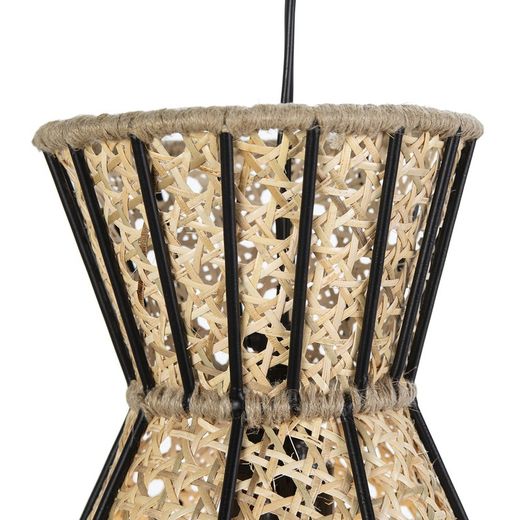 Metal and Black/Beige Rattan Ceiling Lamp, Ø42x43cm