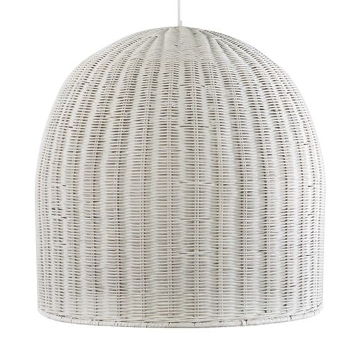 Weiße Deckenlampe aus Korbgeflecht, 60x60 cm