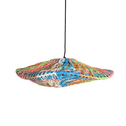 Lámpara de techo de rafia en multicolor, 62 x 62 x 16 cm | Kalei