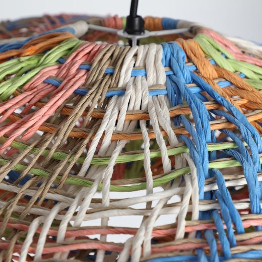 Lámpara de techo de rafia en multicolor, 62 x 62 x 16 cm | Kalei