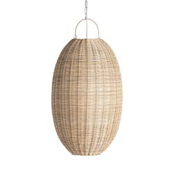 Rotan plafondlamp in naturel, Ø 38 x 67 cm | Tekax