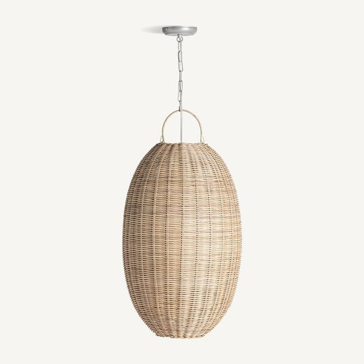 Rotan plafondlamp in naturel, Ø 38 x 67 cm | Tekax