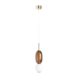 Glasloftslampe i hvid, gennemskinnelig brun og guld, 15 x 15 x 55 cm | Micah