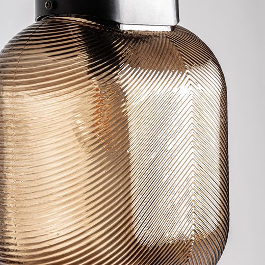 Lampa sufitowa szklana w kolorze brązowo-czarnym, 25 x 13 x 39 cm | Dym