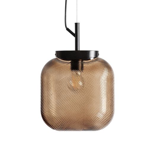 Lampa sufitowa szklana w kolorze brązowo-czarnym, 25 x 13 x 39 cm | Dym