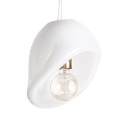 Lampa sufitowa ze szkła i stali w kolorze białym i złotym, 21 x 26 x 18 cm | Organiczny