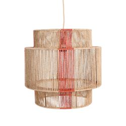 Lámpara de techo de yute en marrón y terracota, 40 x 40 x 38 cm | Izamal