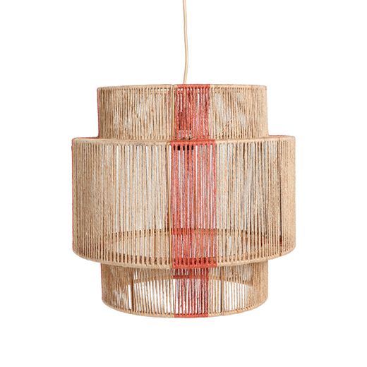 Lámpara de techo de yute en marrón y terracota, 40 x 40 x 38 cm | Izamal