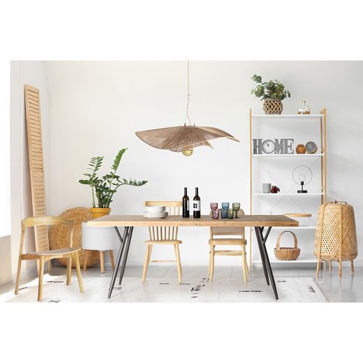 Lampa sufitowa z juty w kolorze naturalnym, 102 x 102 x 27 cm | Ched