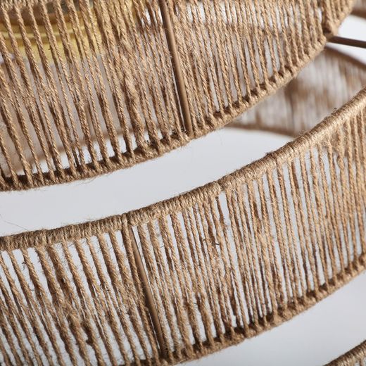 Lampa sufitowa z juty w kolorze naturalnym, 60 x 60 x 57 cm | Ched