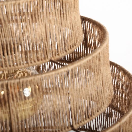 Lampa sufitowa z juty w kolorze naturalnym, 60 x 60 x 57 cm | Ched