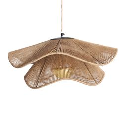 Lampa sufitowa Khed z juty i żelaza w kolorze naturalnym, 50 x 50 x 25 cm